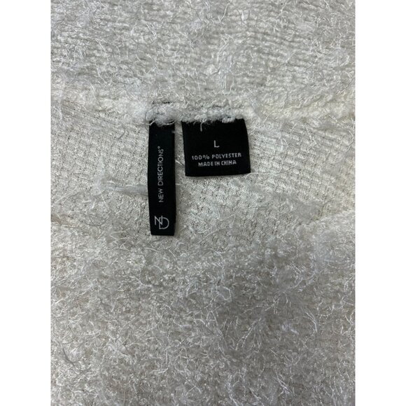 New Directions Women’s Fuzzy White Sleeveless Textured Top L Polyester - Picture 5 of 8